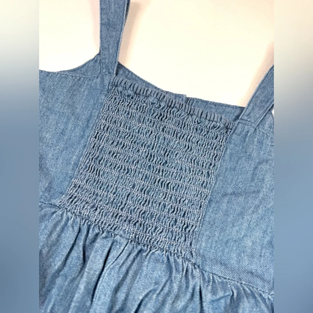 NWT OLD NAVY Girls’ Chambray Denim Button‎ Front Smock Sleeveless Romper Size L - Picture 7 of 9